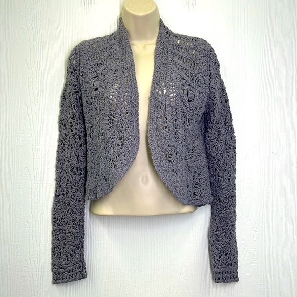 Anthropologie - Angels Of The North Grey Odense Open Knit Open Cardigan Medium - Picture 3 of 13